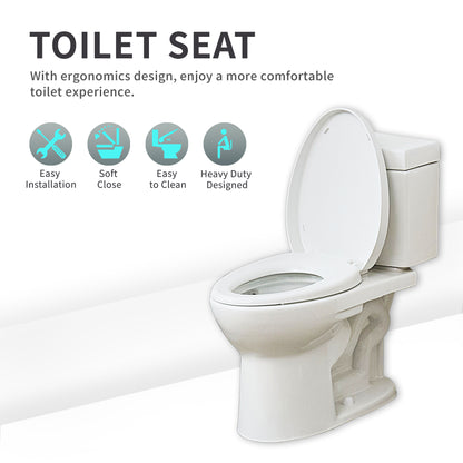 I3900S Slow Close Toilet Seat, 400 Pound Heavy Duty, Elonagated, White