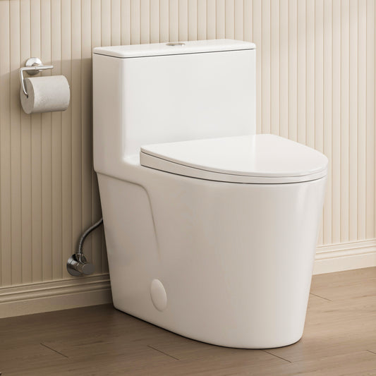 Casta Diva One-Piece Toilet, Elongated, 12'' Rough in, Dual Flush 1.0/1.6 GPF, White | CD-T004