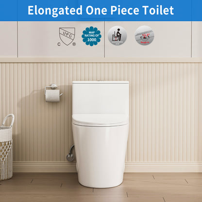 Casta Diva One-Piece Toilet, Elongated, 12'' Rough in, Dual Flush 1.0/1.6 GPF, White | CD-T004