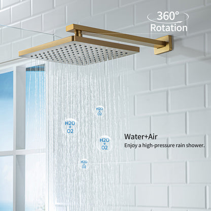 Casta Diva Rain Shower Head with Handheld Spray, Square, Brushed Gold | CD-S02G