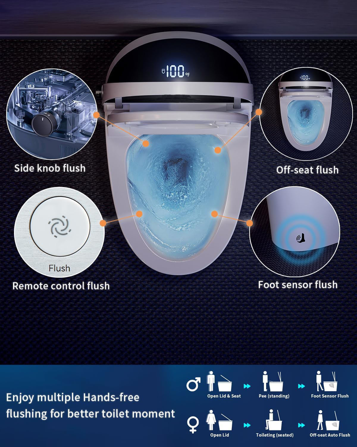 Casta Diva Smart Bidet Toilet, Pump-assisted Flush, Tankless | TC-100GE