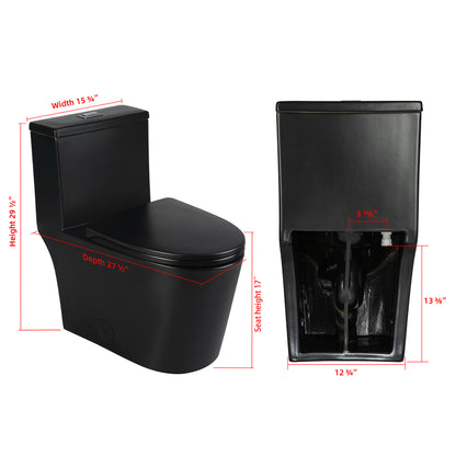 Casta Diva One-Piece Toilet, Elongated, 12'' Rough-in, Dual Flush 0.9/1.28GPF, Black | CD-T002