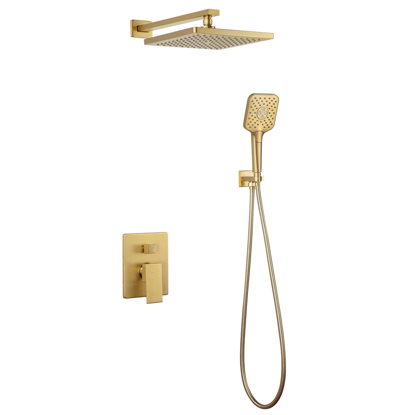 Casta Diva Rain Shower Head with Handheld Spray, Square, Brushed Gold | CD-S02G