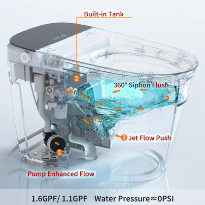 Casta Diva Smart Bidet Toilet with Concealed Tank, Auto Open/Close, ADA compliant | CD-U010