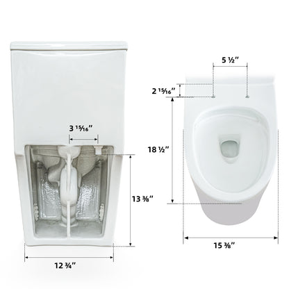 Casta Diva One-Piece Toilet, Elongated, 12'' Rough-in, Dual Flush 0.9/1.28GPF, White | CD-T001