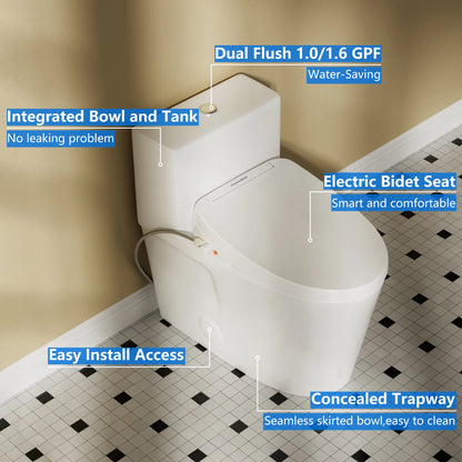 Casta Diva Electric Bidet Toilet Combo, Elongated, 12 inch Rough-in  CD-Y020-3