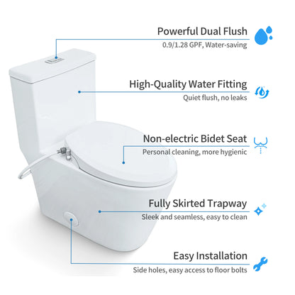 Casta Diva Non-Electric Bidet Toilet Combo, Elongated, 12 inch Rough-in | CD-BT04