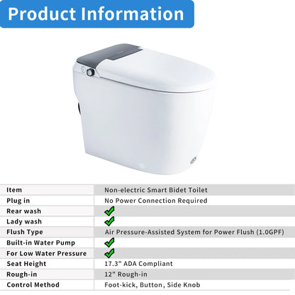 Casta Diva Non-Electric Bidet Toilet, Elongated, 12inch Rough-in  CD-W10V-12