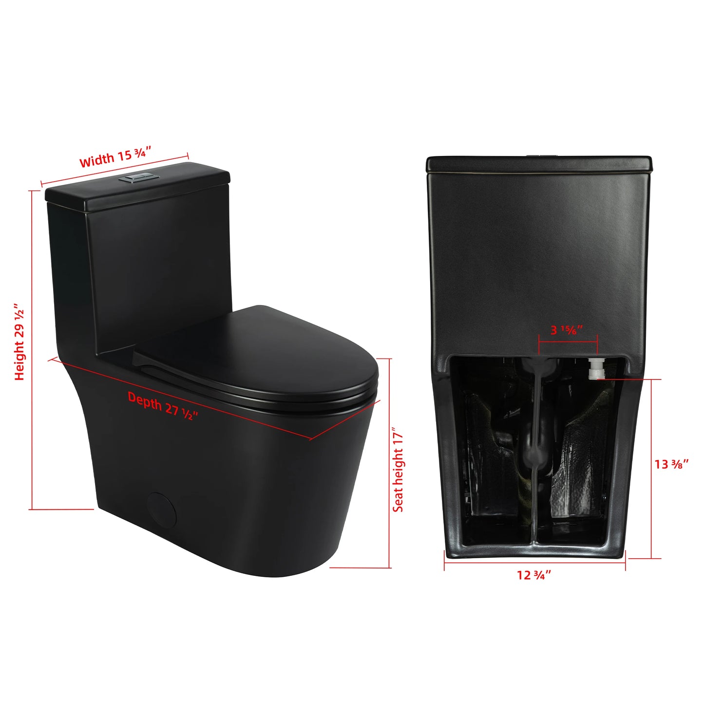 Casta Diva One-Piece Toilet, Elongated, 12'' Rough-in, Dual Flush 0.91.28GPF, Black  CD-T002-6