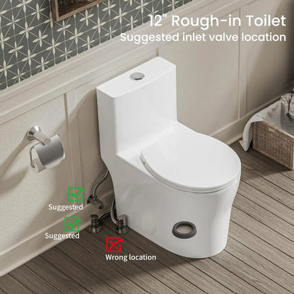 Casta Diva One-Piece Toilet, Round, 12'' Rough-in, Dual Flush 0.91.28GPF, White  CD-T003-6