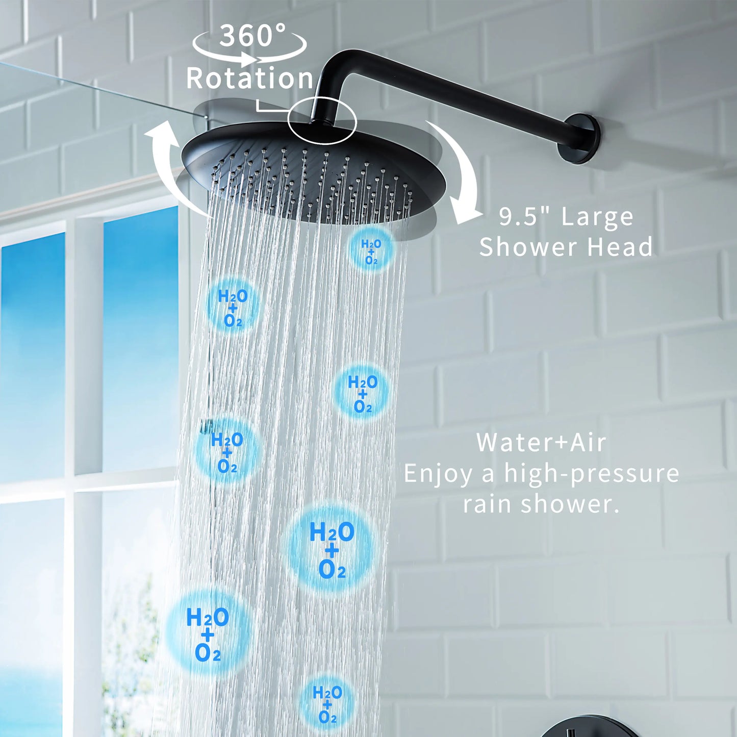 Casta Diva Rain Shower Head with Handheld Spray, Round, Black  CD-S01B-3