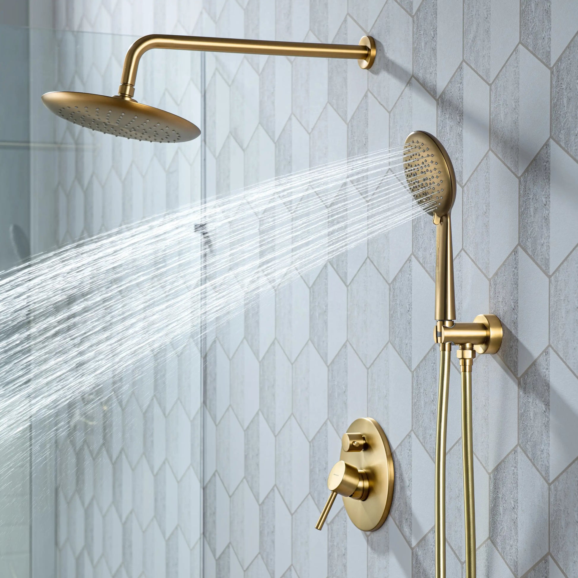 Casta Diva Rain Shower Head with Handheld Spray, Round, Brushed Gold  CD-S01G-2