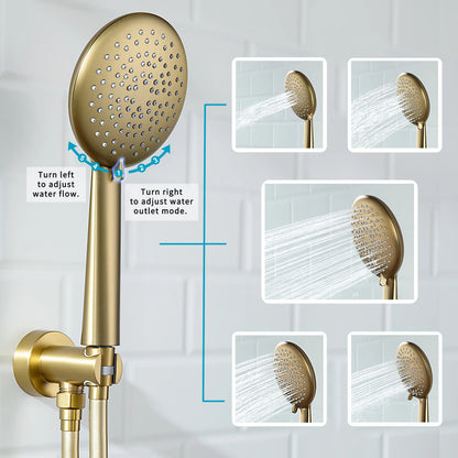 Casta Diva Rain Shower Head with Handheld Spray, Round, Brushed Gold  CD-S01G-4