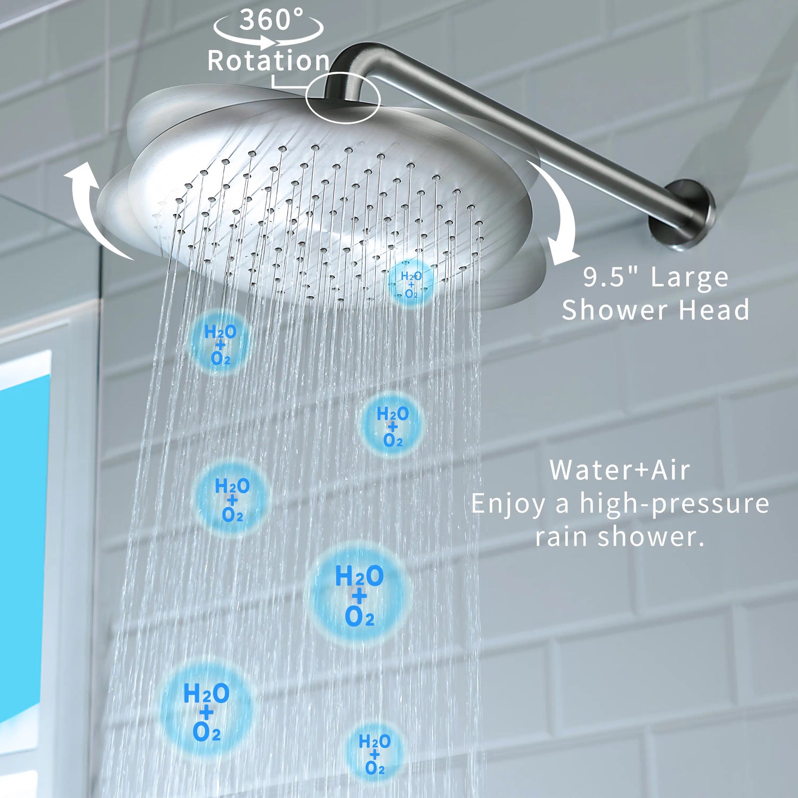 Casta Diva Rain Shower Head with Handheld Spray, Round, Brushed Nickel  CD-S01BN-3