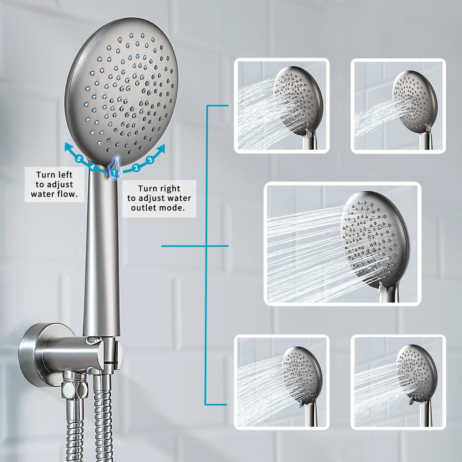 Casta Diva Rain Shower Head with Handheld Spray, Round, Brushed Nickel  CD-S01BN-4