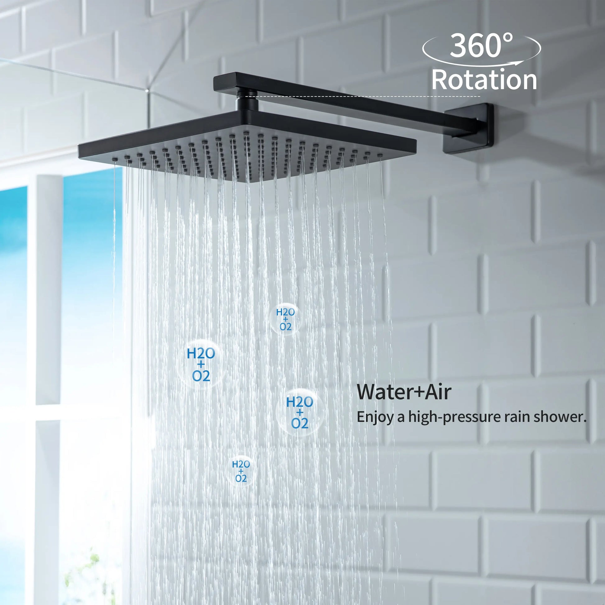 Casta Diva Rain Shower Head with Handheld Spray, Square, Black  CD-S02B-4