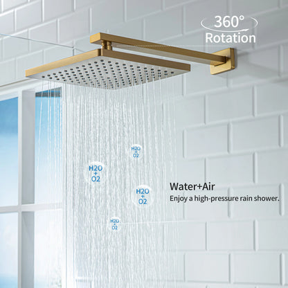 Casta Diva Rain Shower Head with Handheld Spray, Square, Brushed Gold  CD-S02G-4