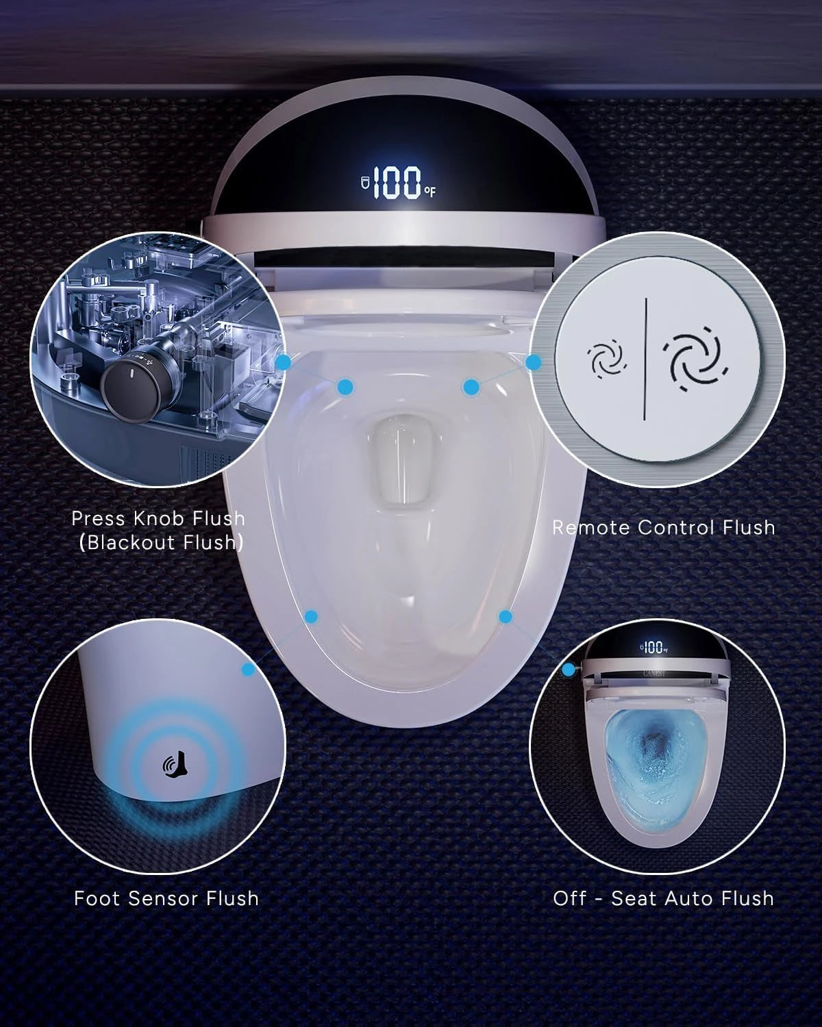 Casta Diva Smart Bidet Toilet, Pump-assisted Flush, Auto OpenClose, Tankless  TC-200GE-9