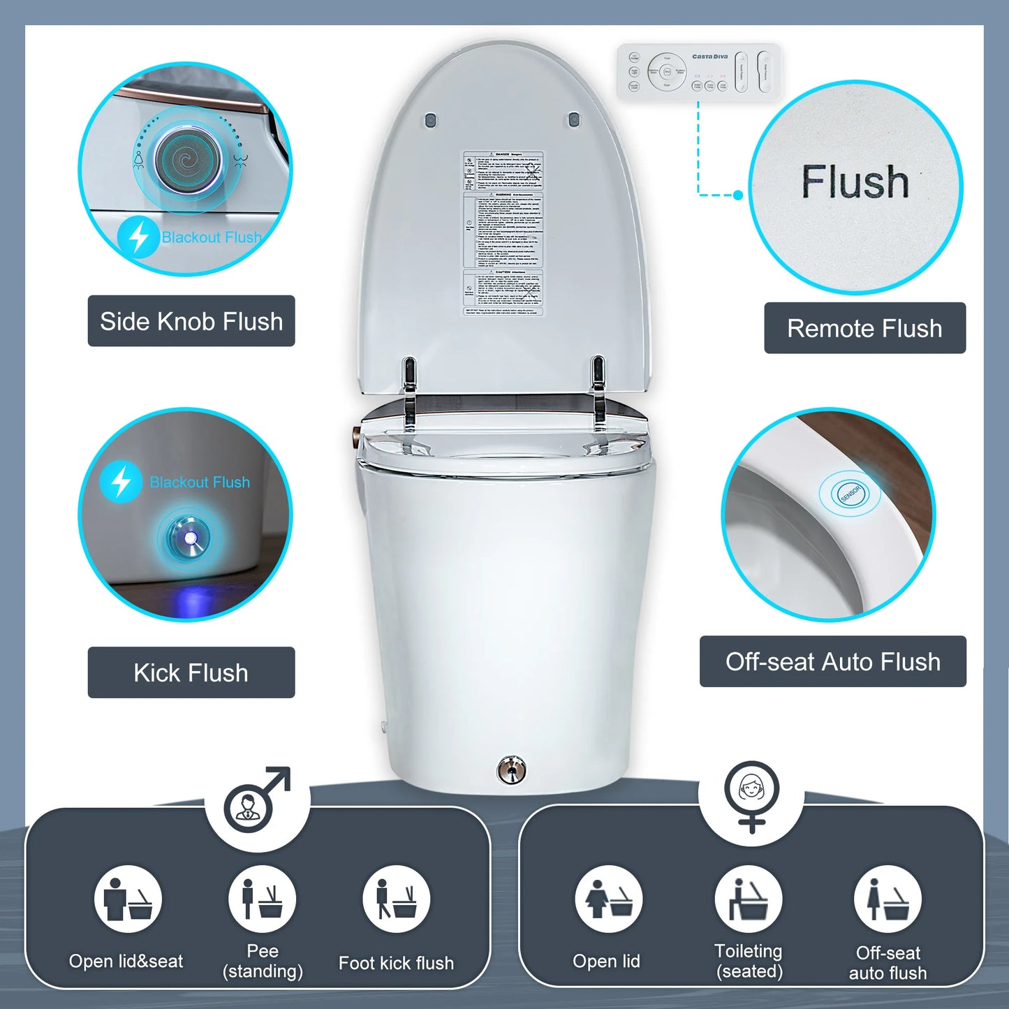 Casta Diva Smart Bidet Toilet, Soft Close, Tankless  CD-Y010-2