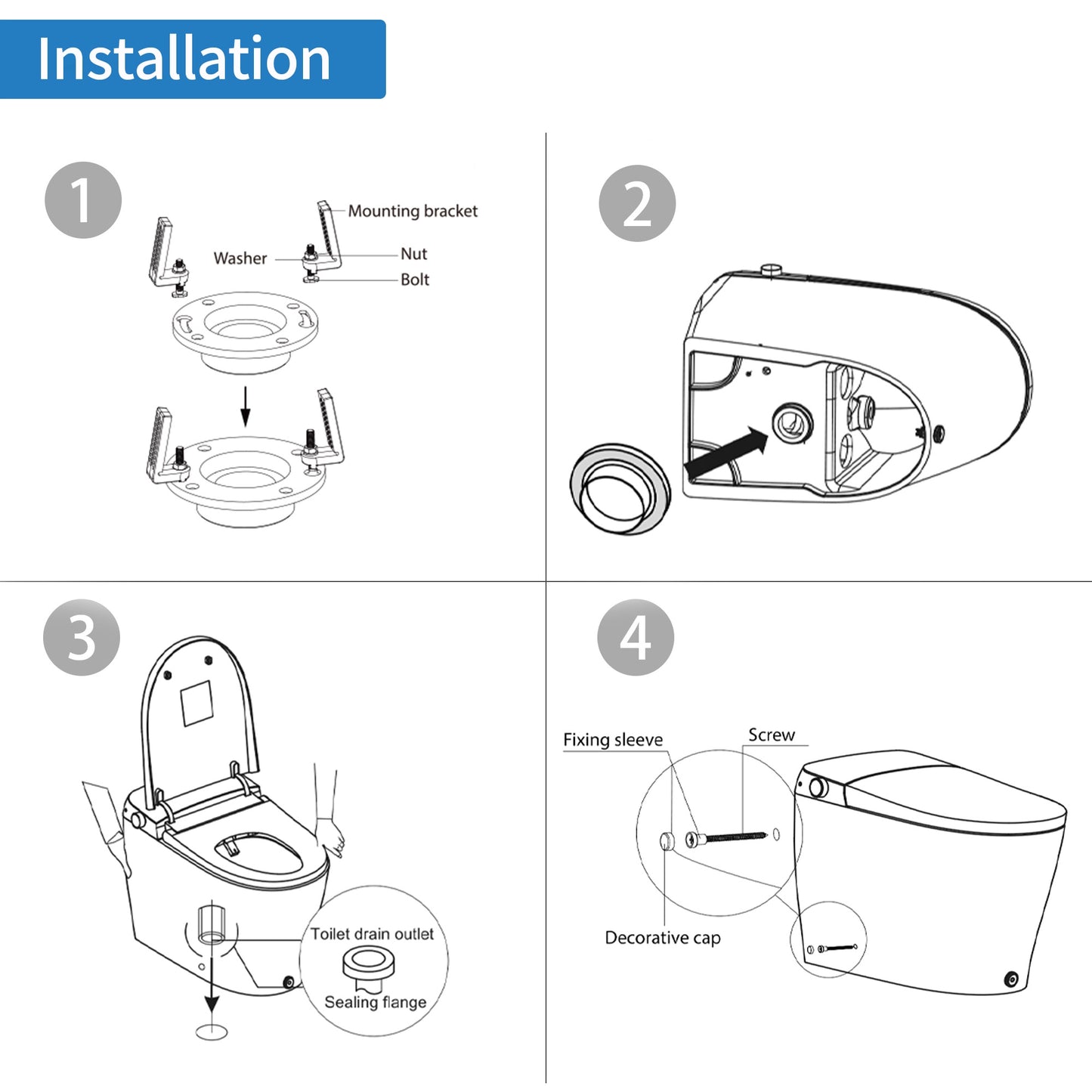 Casta Diva Smart Bidet Toilet with Concealed Tank, Auto OpenClose  CD-Y010PRO-11