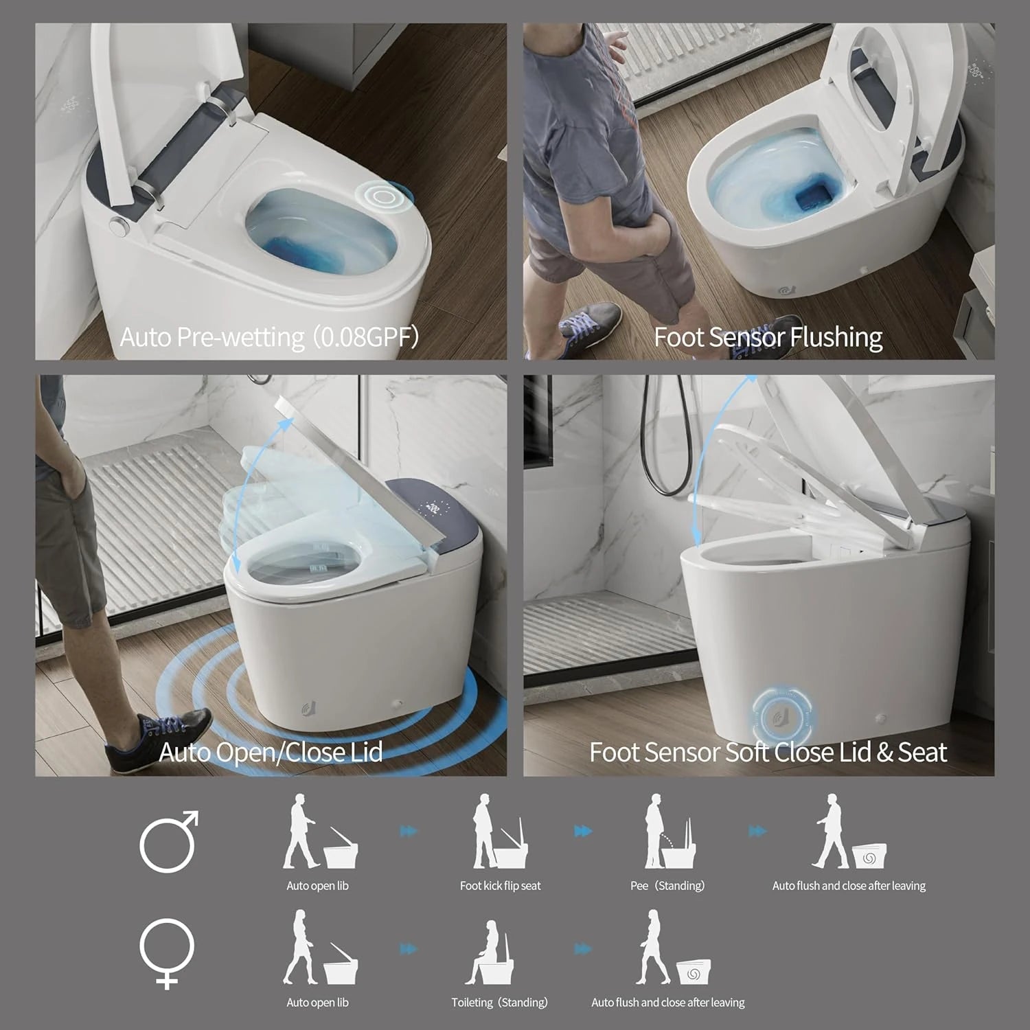 Casta Diva Smart Bidet Toilet with Concealed Tank, Auto OpenClose, ADA compliant  CD-U010-5