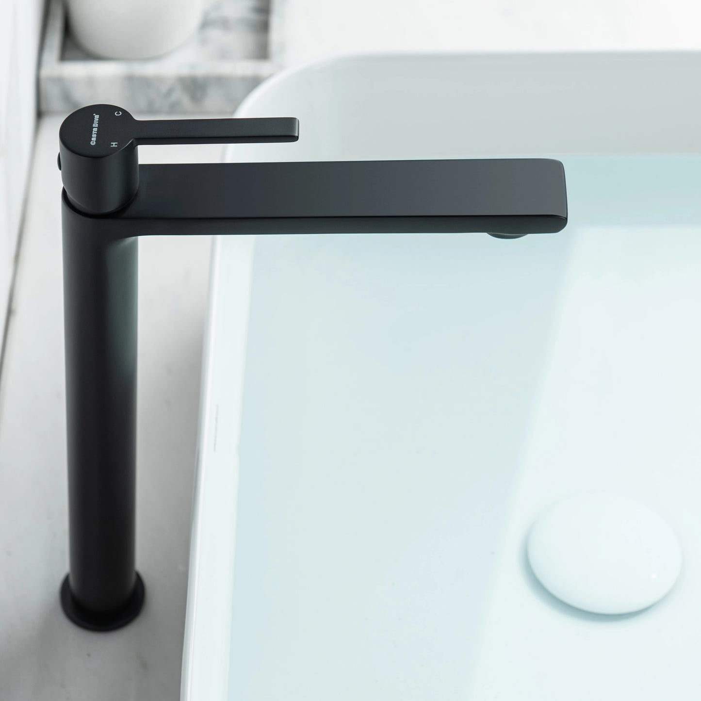 Casta Diva Tall Bathroom Faucet for Vessel Sink, Black  CD-F02B-3