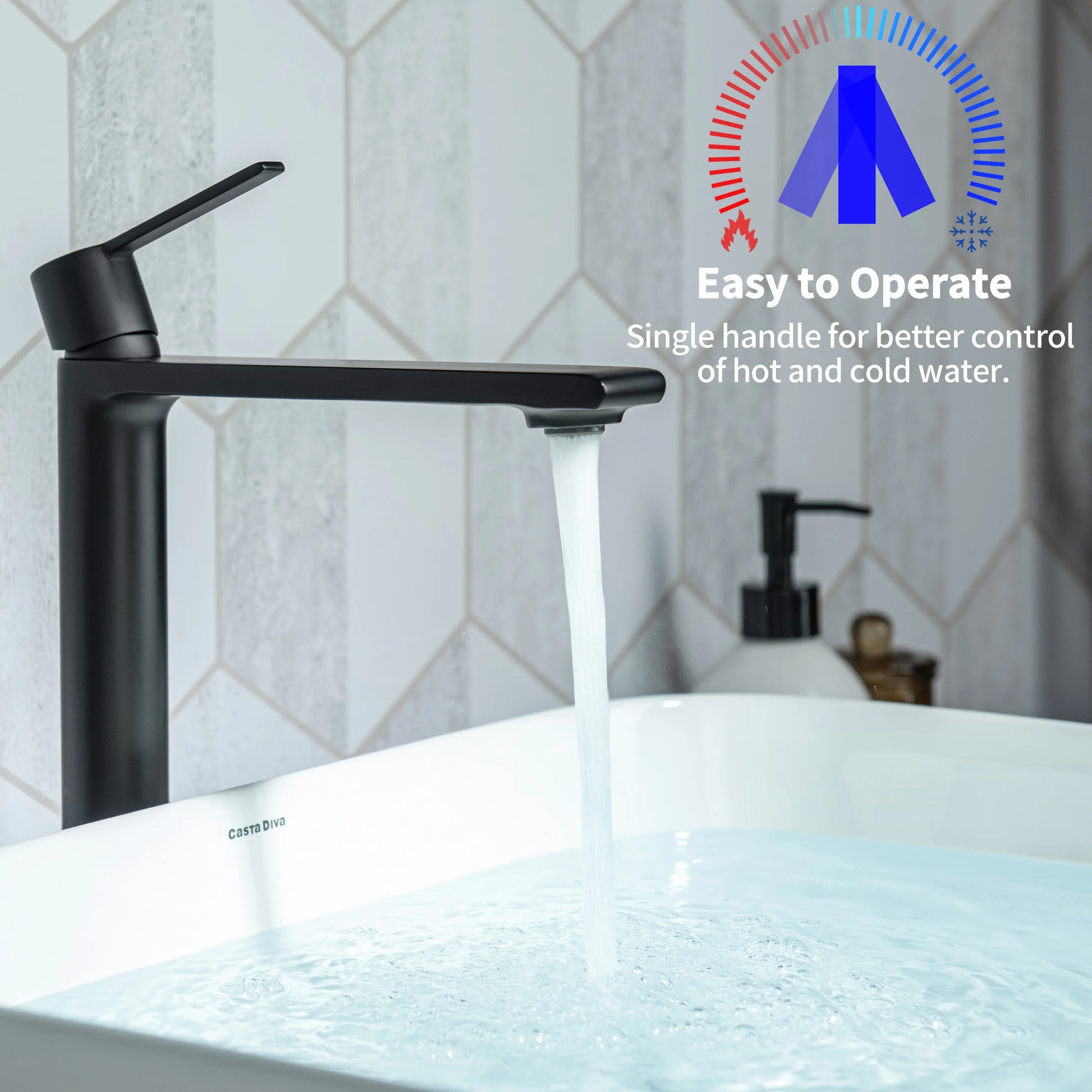 Casta Diva Tall Bathroom Faucet for Vessel Sink, Black  CD-F02B-4