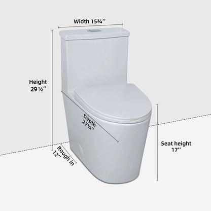 Casta Diva One-Piece Toilet, Elongated, 12'' Rough-in, Dual Flush 0.9/1.28GPF, White | CD-T001