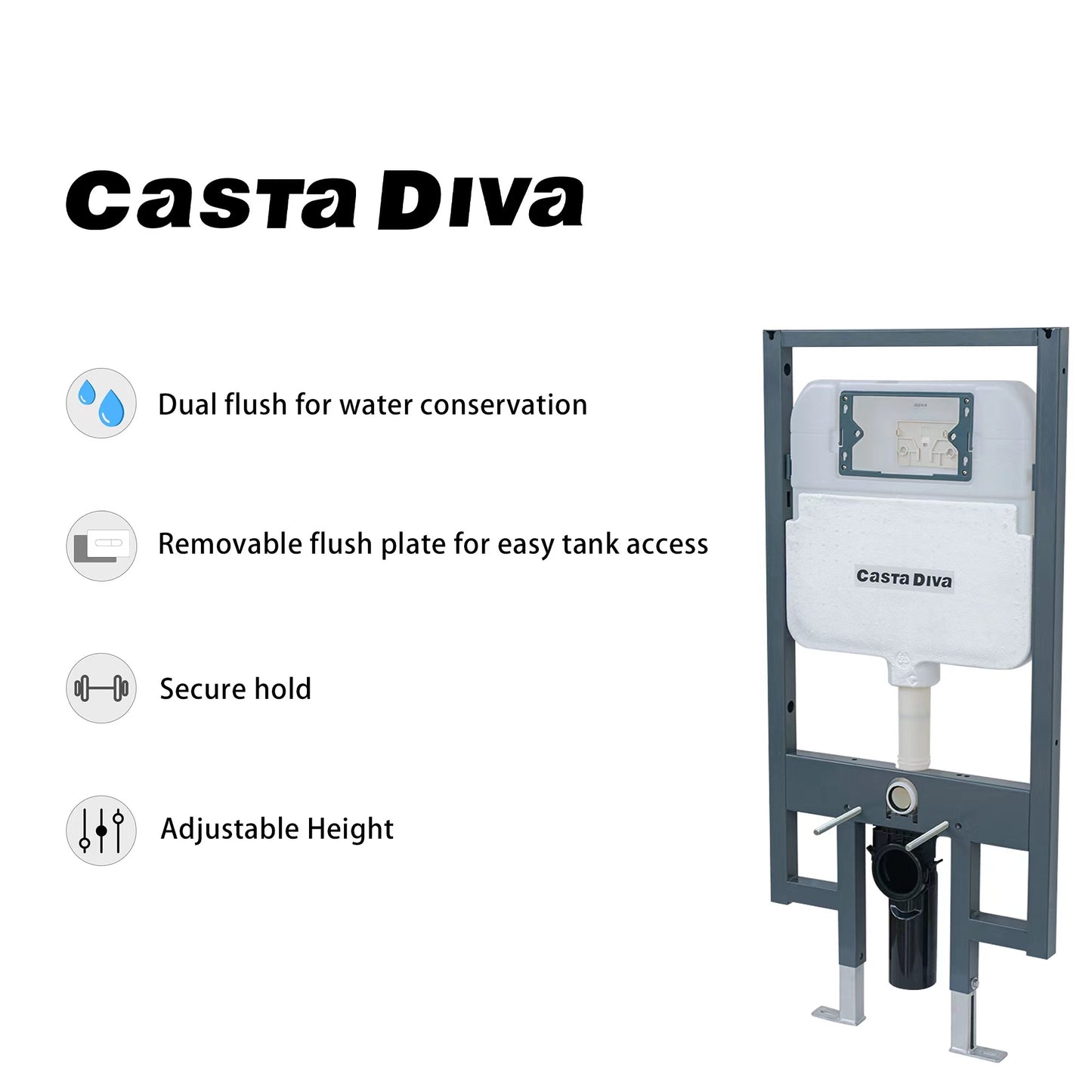 Casta Diva In Wall Toilet Tank with Black Actuator Plate | CD-WK304