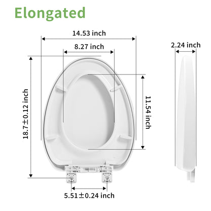 I3900S Slow Close Toilet Seat, 400 Pound Heavy Duty, Elonagated, White